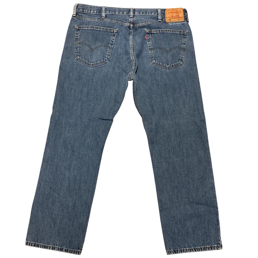 Levi's 505 Blue Straight Cotton Classic Timeless Design Jeans 38x30 - Picture 2 of 5